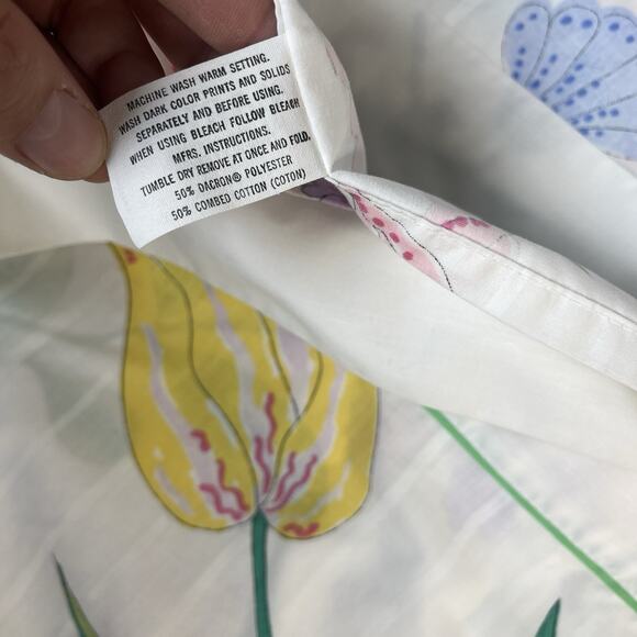 Vintage Barbara Brody For Martex Sheet Set Twin Size Bright Floral Flower Power - Picture 13 of 13